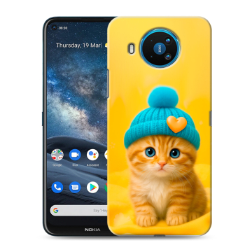 Силиконовый чехол на Nokia 8.3 с принтом Котенок в шапке Силиконовый чехол на Nokia 8.3 с принтом Котенок в шапке