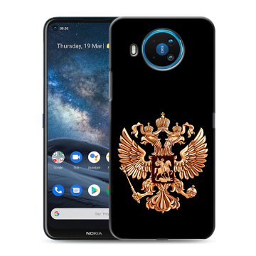 Силиконовый чехол на Nokia 8.3 с принтом Герб России золотой Силиконовый чехол на Nokia 8.3 с принтом Герб России золотой