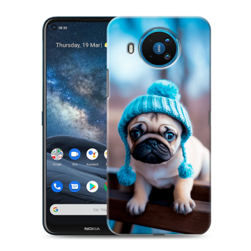 Силиконовый чехол на Nokia 8.3 с принтом Мопс в шапке Силиконовый чехол на Nokia 8.3 с принтом Мопс в шапке