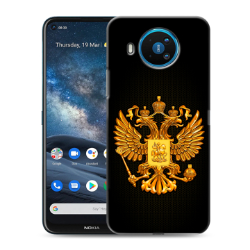 Силиконовый чехол на Nokia 8.3 с принтом Герб России желтый Силиконовый чехол на Nokia 8.3 с принтом Герб России желтый
