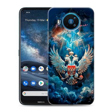 Силиконовый чехол на Nokia 8.3 с принтом Герб флаг России