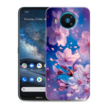 Силиконовый чехол на Nokia 8.3 с принтом цветы бабочки