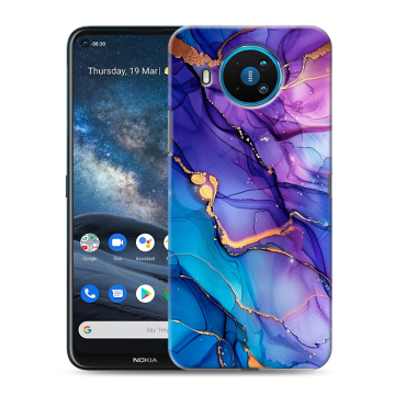 Силиконовый чехол на Nokia 8.3 с принтом синий мрамор Силиконовый чехол на Nokia 8.3 с принтом синий мрамор