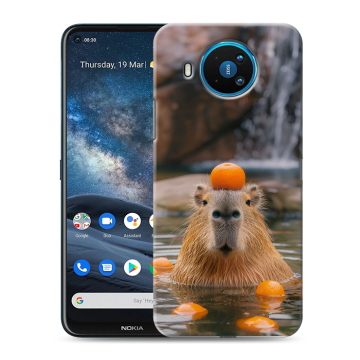 Силиконовый чехол на Nokia 8.3 с принтом Капибара с апельсином Силиконовый чехол на Nokia 8.3 с принтом Капибара с апельсином
