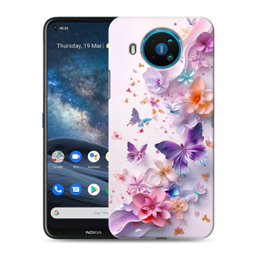 Силиконовый чехол на Nokia 8.3 с принтом цветы бабочки