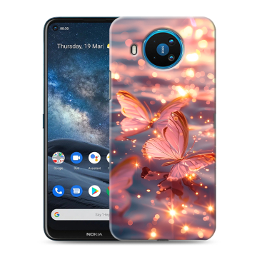 Силиконовый чехол на Nokia 8.3 с принтом бабочки розовые Силиконовый чехол на Nokia 8.3 с принтом бабочки розовые
