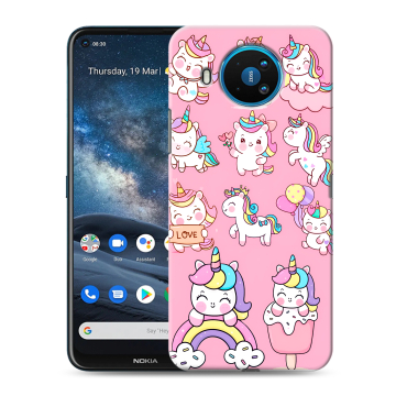 Силиконовый чехол на Nokia 8.3 с принтом Единороги и радуга Силиконовый чехол на Nokia 8.3 с принтом Единороги и радуга