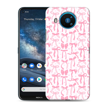 Силиконовый чехол на Nokia 8.3 с принтом Розовые бантики Силиконовый чехол на Nokia 8.3 с принтом Розовые бантики