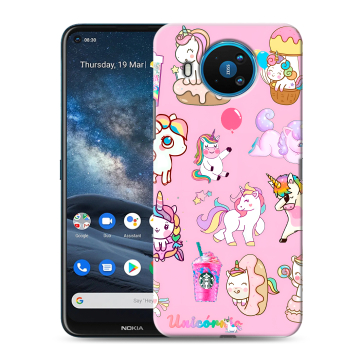 Силиконовый чехол на Nokia 8.3 с принтом розовые единороги Силиконовый чехол на Nokia 8.3 с принтом розовые единороги