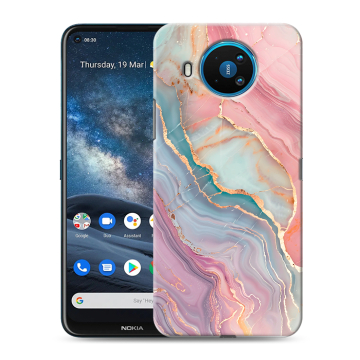 Силиконовый чехол на Nokia 8.3 с принтом розовый мрамор Силиконовый чехол на Nokia 8.3 с принтом розовый мрамор