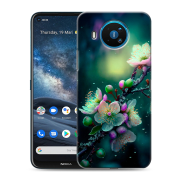 Силиконовый чехол на Nokia 8.3 с принтом Цветы и мрамор