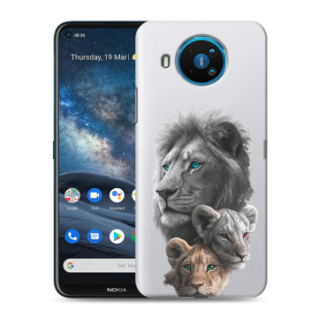 Силиконовый чехол на Nokia 8.3 с принтом Львы