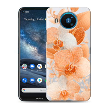 Силиконовый чехол на Nokia 8.3 с принтом Бежевые цветы