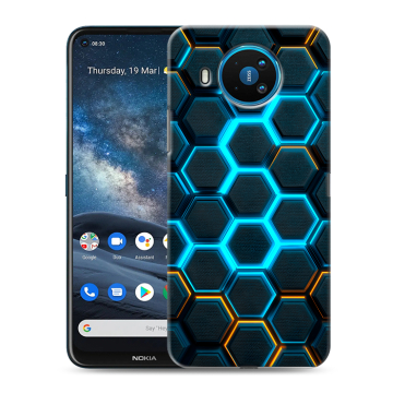 Силиконовый чехол на Nokia 8.3 с принтом Неоновые соты