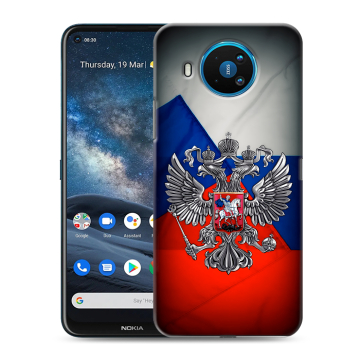 Силиконовый чехол на Nokia 8.3 с принтом Флаг России Силиконовый чехол на Nokia 8.3 с принтом Флаг России