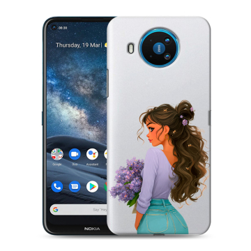 Силиконовый чехол на Nokia 8.3 с принтом девушка цветы