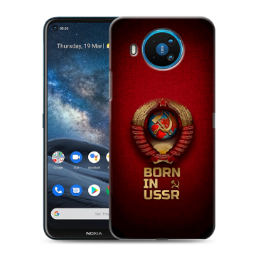 Силиконовый чехол на Nokia 8.3 с принтом Флаг Герб СССР