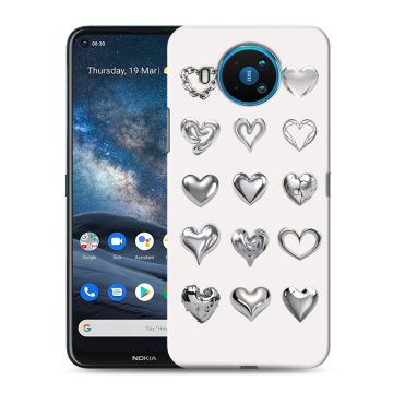 Силиконовый чехол на Nokia 8.3 с принтом Y2K сердечки Силиконовый чехол на Nokia 8.3 с принтом Y2K сердечки