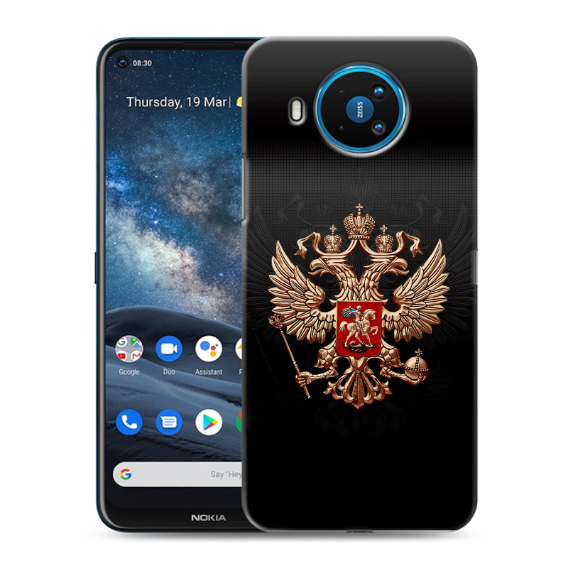 Силиконовый противоударный чехол на Nokia 8.3 с принтом Герб России Силиконовый противоударный чехол на Nokia 8.3 с принтом Герб России