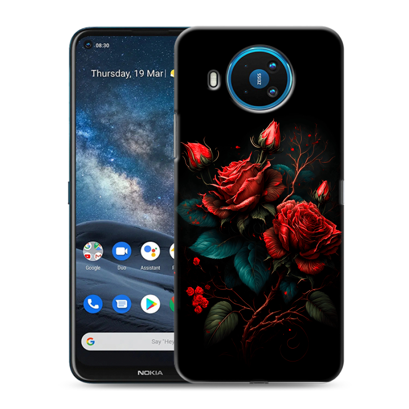 Силиконовый противоударный чехол на Nokia 8.3 с принтом Розы красные Силиконовый противоударный чехол на Nokia 8.3 с принтом Розы красные
