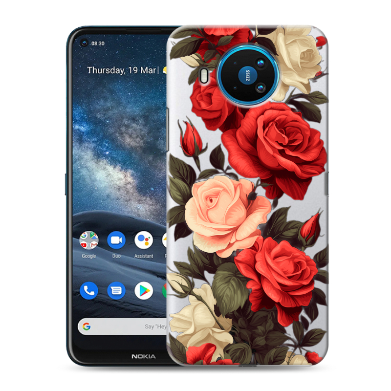Силиконовый противоударный чехол на Nokia 8.3 с принтом Розы Силиконовый противоударный чехол на Nokia 8.3 с принтом Розы