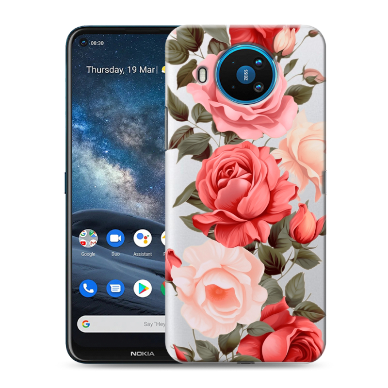 Силиконовый противоударный чехол на Nokia 8.3 с принтом Розы Силиконовый противоударный чехол на Nokia 8.3 с принтом Розы