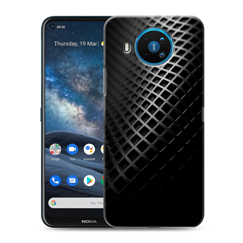 Силиконовый противоударный чехол на Nokia 8.3 с принтом Текстура металла Силиконовый противоударный чехол на Nokia 8.3 с принтом Текстура металла