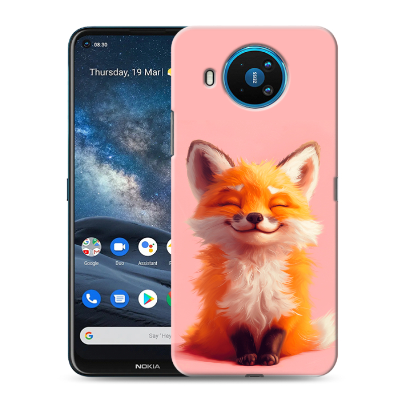 Силиконовый противоударный чехол на Nokia 8.3 с принтом милая лиса Силиконовый противоударный чехол на Nokia 8.3 с принтом милая лиса