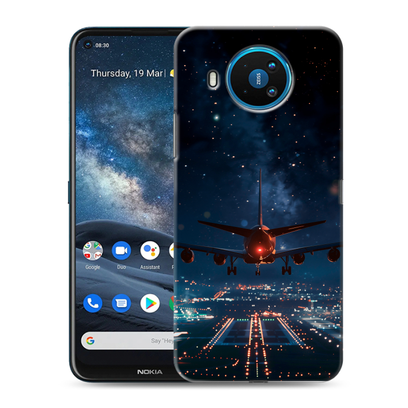 Силиконовый противоударный чехол на Nokia 8.3 с принтом самолет Силиконовый противоударный чехол на Nokia 8.3 с принтом самолет
