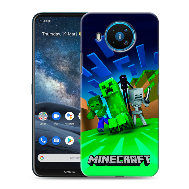 Силиконовый чехол на Nokia 8.3 с принтом Майнкрафт Силиконовый чехол на Nokia 8.3 с принтом Майнкрафт