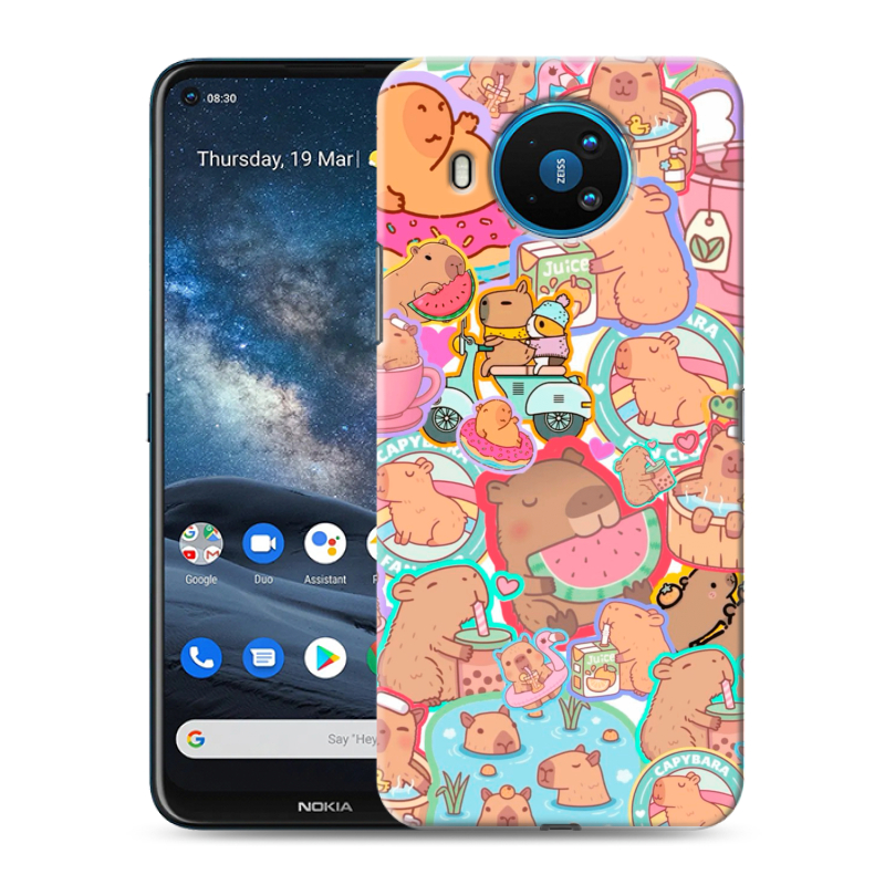 Силиконовый чехол на Nokia 8.3 с принтом капибары Силиконовый чехол на Nokia 8.3 с принтом капибары