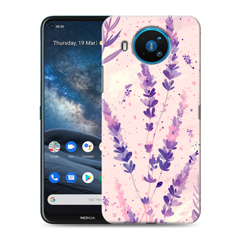 Силиконовый чехол на Nokia 8.3 с принтом цветы лаванда Силиконовый чехол на Nokia 8.3 с принтом цветы лаванда