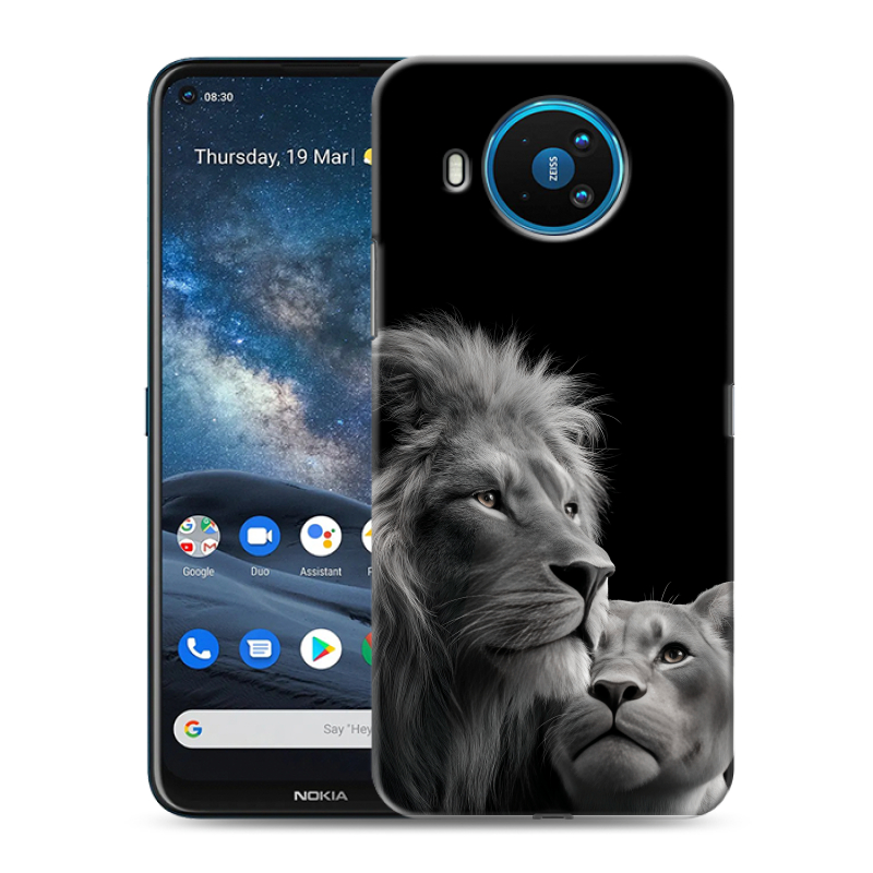 Силиконовый чехол на Nokia 8.3 с принтом Лев кошки Силиконовый чехол на Nokia 8.3 с принтом Лев кошки