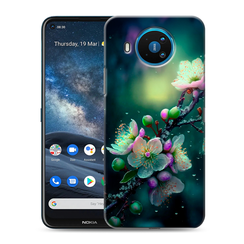 Силиконовый чехол на Nokia 8.3 с принтом Цветы и мрамор Силиконовый чехол на Nokia 8.3 с принтом Цветы и мрамор