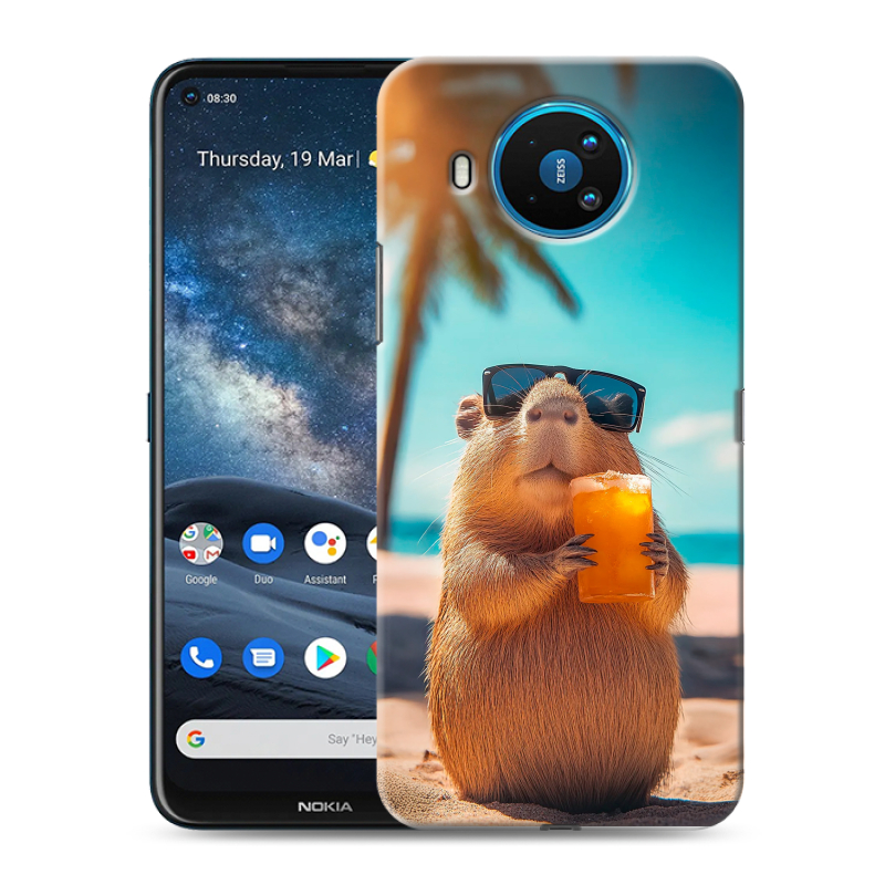 Силиконовый противоударный чехол на Nokia 8.3 с принтом Капибара Силиконовый противоударный чехол на Nokia 8.3 с принтом Капибара