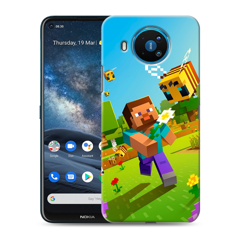 Силиконовый противоударный чехол на Nokia 8.3 с принтом Майнкрафт Minecraft Силиконовый противоударный чехол на Nokia 8.3 с принтом Майнкрафт Minecraft