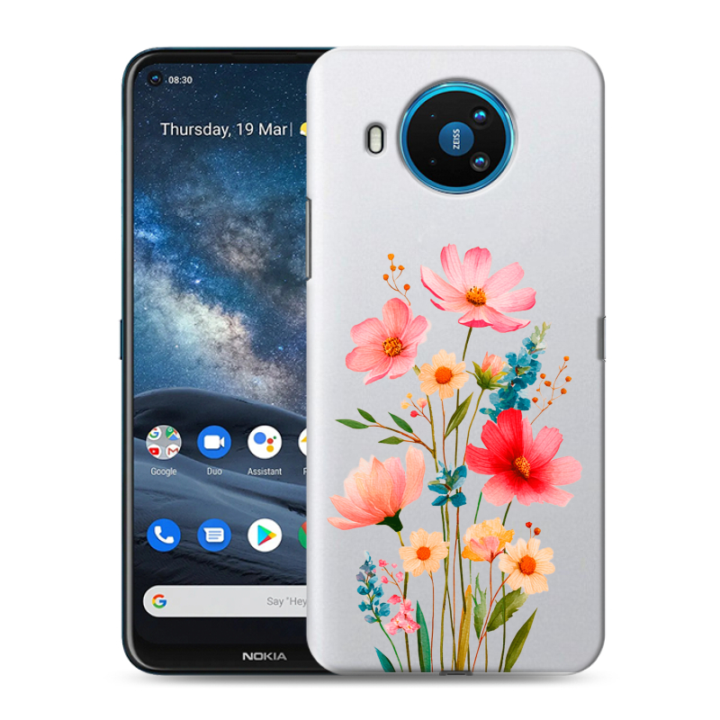 Силиконовый противоударный чехол на Nokia 8.3 с принтом Цветы Силиконовый противоударный чехол на Nokia 8.3 с принтом Цветы