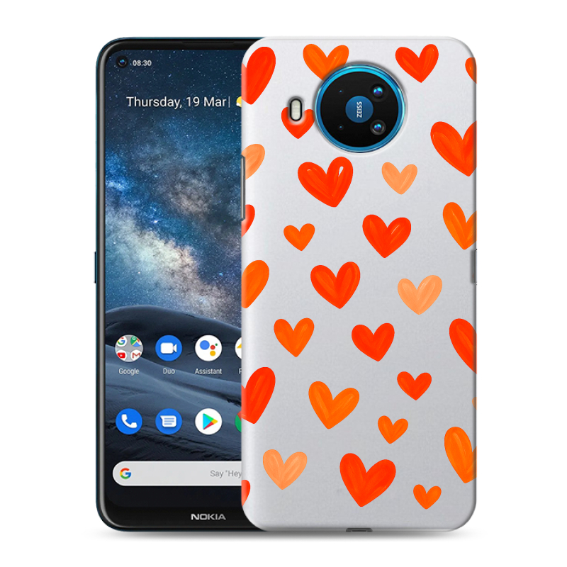Силиконовый чехол на Nokia 8.3 с принтом Сердечки Силиконовый чехол на Nokia 8.3 с принтом Сердечки