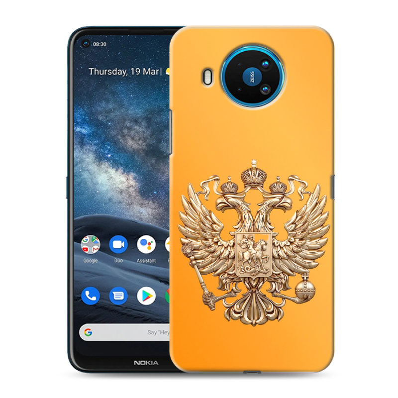 Силиконовый чехол на Nokia 8.3 с принтом Герб Флаг России Силиконовый чехол на Nokia 8.3 с принтом Герб Флаг России