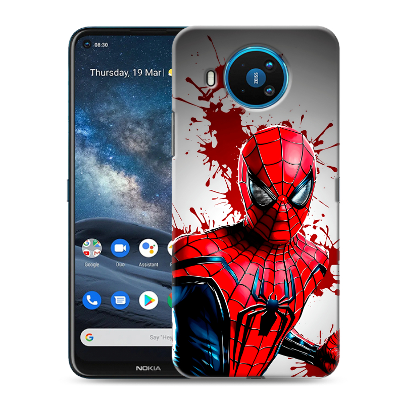 Силиконовый противоударный чехол на Nokia 8.3 с принтом Spiderman Человек паук Силиконовый противоударный чехол на Nokia 8.3 с принтом Spiderman Человек паук