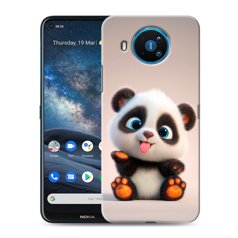 Силиконовый противоударный чехол на Nokia 8.3 с принтом милая панда Силиконовый противоударный чехол на Nokia 8.3 с принтом милая панда