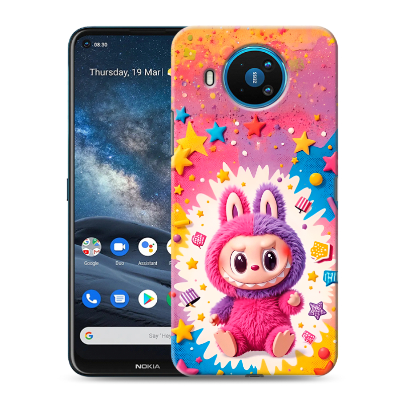 Силиконовый противоударный чехол на Nokia 8.3 с принтом Labubu Лабубу Силиконовый противоударный чехол на Nokia 8.3 с принтом Labubu Лабубу