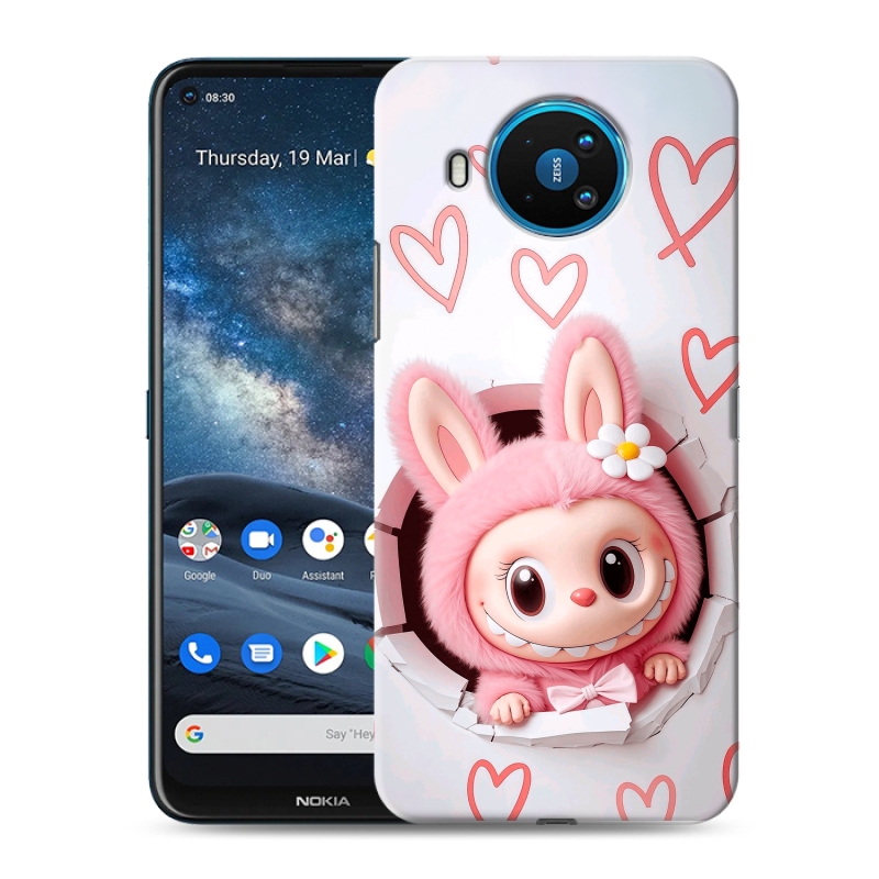 Силиконовый противоударный чехол на Nokia 8.3 с принтом Labubu Лабубу Силиконовый противоударный чехол на Nokia 8.3 с принтом Labubu Лабубу