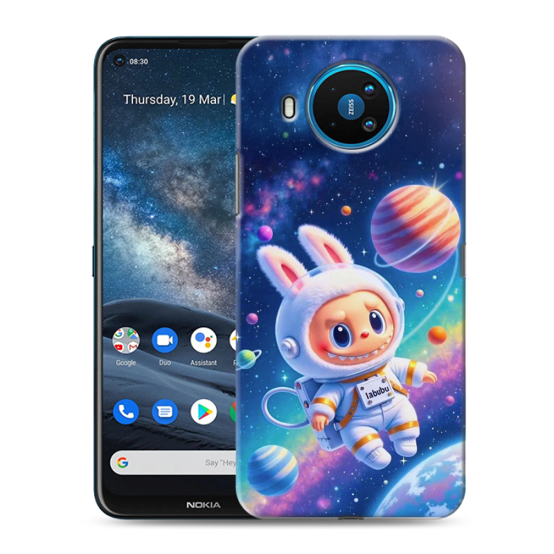 Силиконовый противоударный чехол на Nokia 8.3 с принтом Labubu Лабубу Силиконовый противоударный чехол на Nokia 8.3 с принтом Labubu Лабубу