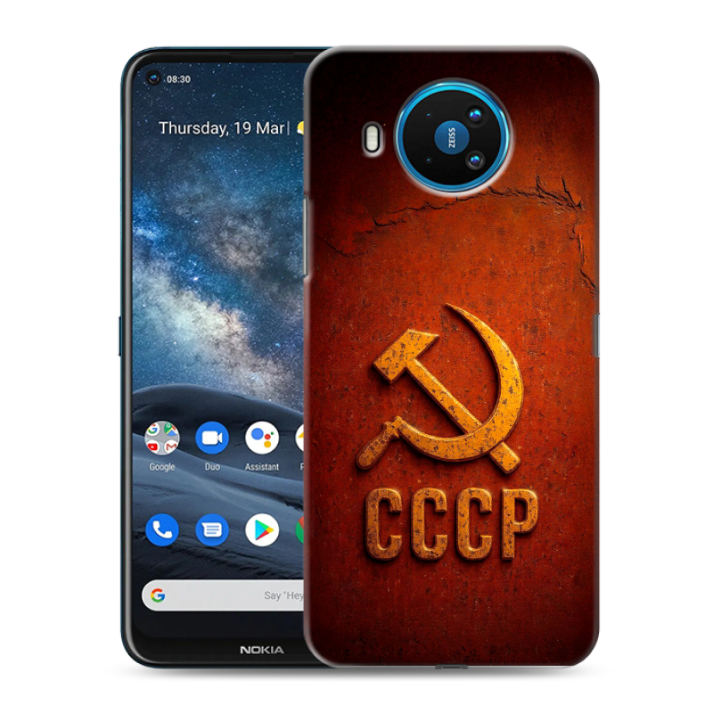 Силиконовый противоударный чехол на Nokia 8.3 с принтом Флаг Герб СССР Силиконовый противоударный чехол на Nokia 8.3 с принтом Флаг Герб СССР