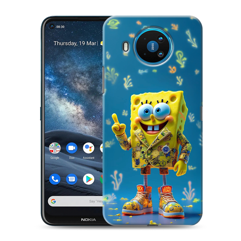 Силиконовый противоударный чехол на Nokia 8.3 с принтом Спанч боб Спанчбоб Силиконовый противоударный чехол на Nokia 8.3 с принтом Спанч боб Спанчбоб