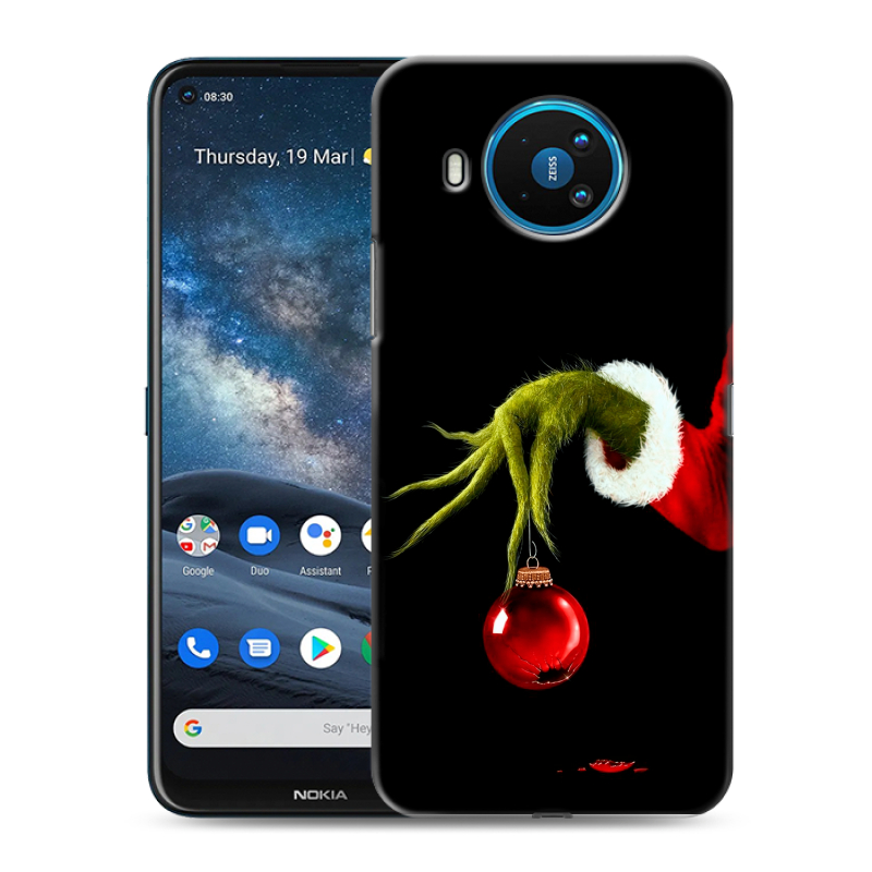 Силиконовый противоударный чехол на Nokia 8.3 с принтом Новый год Гринч Силиконовый противоударный чехол на Nokia 8.3 с принтом Новый год Гринч