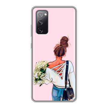 Силиконовый чехол на Samsung Galaxy S20 FE с принтом Девушка и букет Силиконовый чехол на Samsung Galaxy S20 FE с принтом Девушка и букет