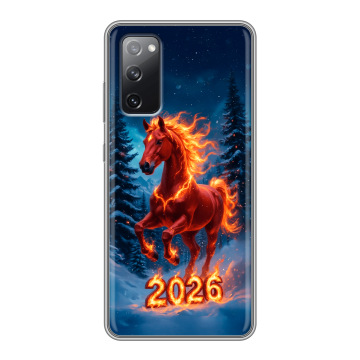 Силиконовый чехол на Samsung Galaxy S20 FE с принтом Новый год коня Силиконовый чехол на Samsung Galaxy S20 FE с принтом Новый год коня