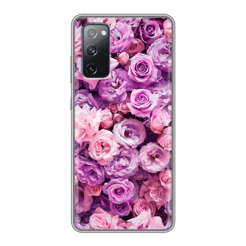 Силиконовый противоударный чехол на Samsung Galaxy S20 FE с принтом лавандовые розы Силиконовый противоударный чехол на Samsung Galaxy S20 FE с принтом лавандовые розы
